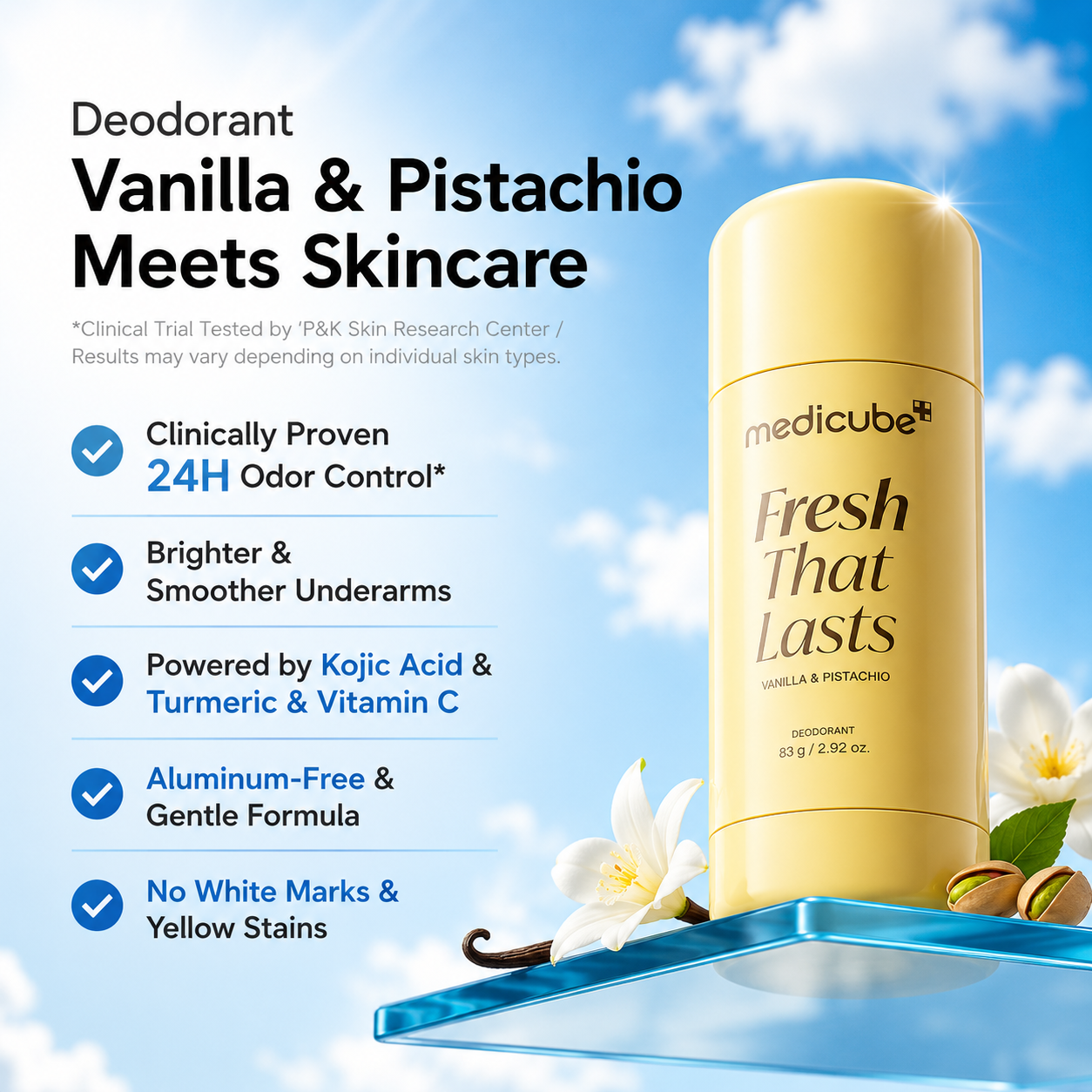 Kojic Acid & Turmeric Aluminum-Free Deodorant | Vanilla & Pistachio