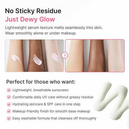 No Cast Just Dew PDRN Hydrating UV Sun Serum | Daily Lightweight Sunscreen SPF 50 | PDRN, Panthenol | Daily Use for All Skin Types (50ml)