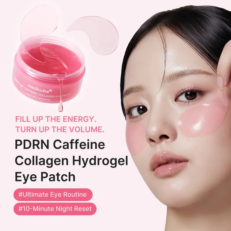 PDRN Pink Caffeine Collagen Eye Patch for Night CareㅣFuller-Looking Eye Area, Under-Eye Puffiness, Dark Circles Care for Smooth, Radiant & Youthful-Looking