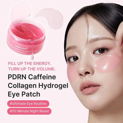 PDRN Pink Caffeine Collagen Eye Patch for Night CareㅣFuller-Looking Eye Area, Under-Eye Puffiness, Dark Circles Care for Smooth, Radiant & Youthful-Looking