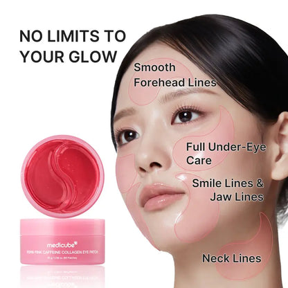 PDRN Pink Caffeine Collagen Eye Patch for Night CareㅣFuller-Looking Eye Area, Under-Eye Puffiness, Dark Circles Care for Smooth, Radiant & Youthful-Looking