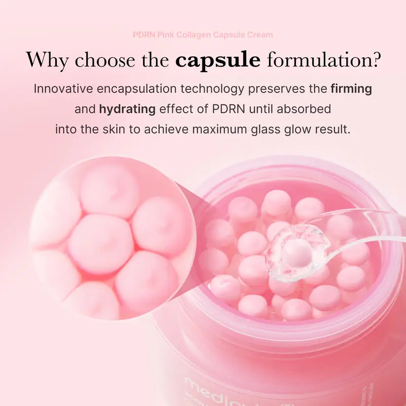 PDRN Pink Collagen Capsule Cream | Pink Boba Cream | Salmon DNA, Niacinamide for Uneven Skin Tone, Glow Hydration