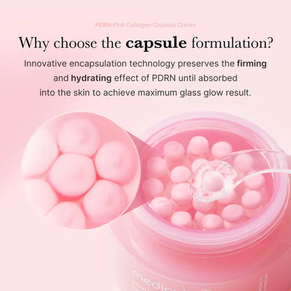 PDRN Pink Collagen Capsule Cream | Pink Boba Cream | Salmon DNA, Niacinamide for Uneven Skin Tone, Glow Hydration
