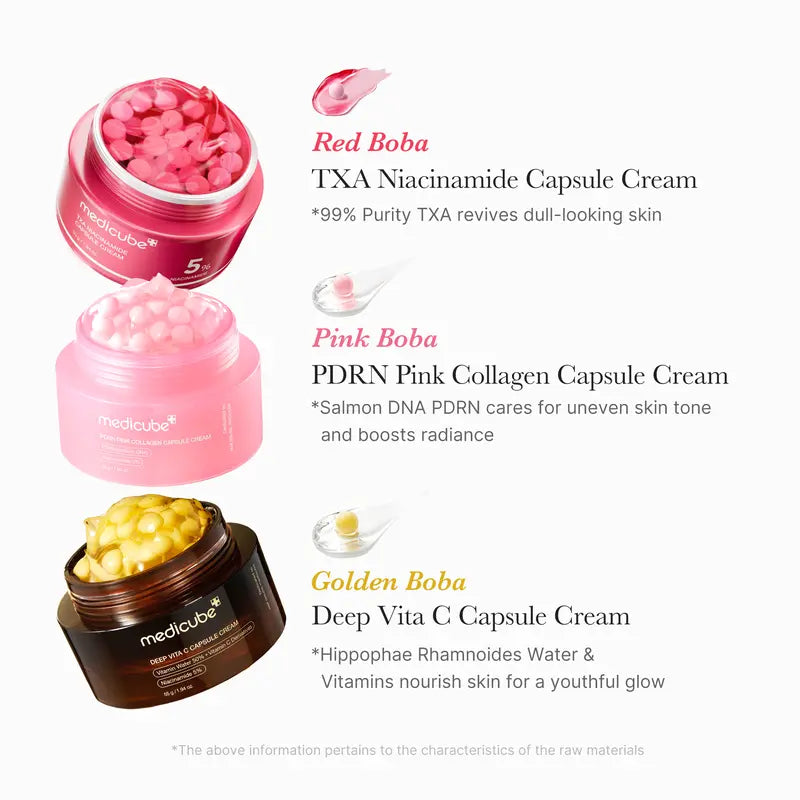 PDRN Pink Collagen Capsule Cream | Pink Boba Cream | Salmon DNA, Niacinamide for Uneven Skin Tone, Glow Hydration