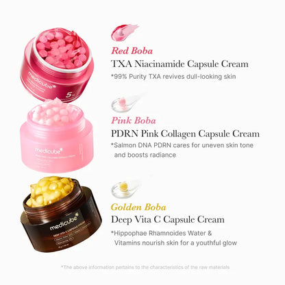 PDRN Pink Collagen Capsule Cream | Pink Boba Cream | Salmon DNA, Niacinamide for Uneven Skin Tone, Glow Hydration