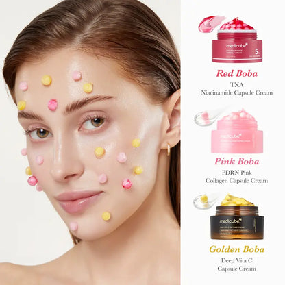 PDRN Pink Collagen Capsule Cream | Pink Boba Cream | Salmon DNA, Niacinamide for Uneven Skin Tone, Glow Hydration