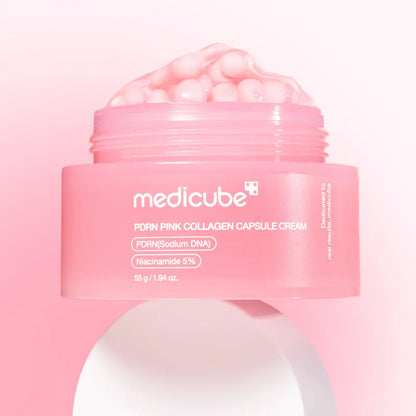 PDRN Pink Collagen Capsule Cream | Pink Boba Cream | Salmon DNA, Niacinamide for Uneven Skin Tone, Glow Hydration