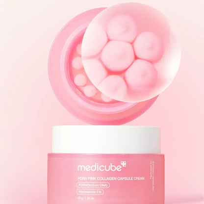 PDRN Pink Collagen Capsule Cream | Pink Boba Cream | Salmon DNA, Niacinamide for Uneven Skin Tone, Glow Hydration