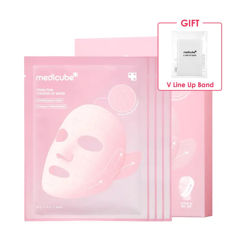 PDRN Pink Firming Care Mask | 3-Step Firming Care Mask with Ear Hooks for De-Puffing & Contoured Skin | 99% Salmon PDRN, NAD, Caffeine