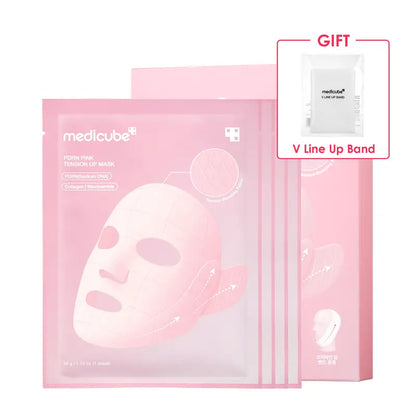 PDRN Pink Firming Care Mask | 3-Step Firming Care Mask with Ear Hooks for De-Puffing & Contoured Skin | 99% Salmon PDRN, NAD, Caffeine