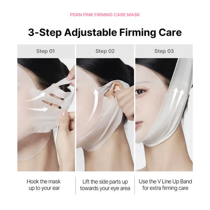 PDRN Pink Firming Care Mask | 3-Step Firming Care Mask with Ear Hooks for De-Puffing & Contoured Skin | 99% Salmon PDRN, NAD, Caffeine