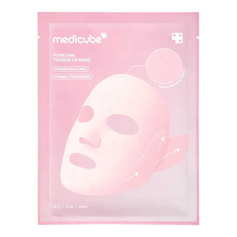 PDRN Pink Firming Care Mask | 3-Step Firming Care Mask with Ear Hooks for De-Puffing & Contoured Skin | 99% Salmon PDRN, NAD, Caffeine