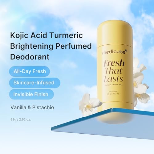 medicube Kojic Acid & Turmeric Aluminum-Free Deodorant | Vanilla & Pistachio Perfumed Stick, All-Day Odor Protection for Women & Men